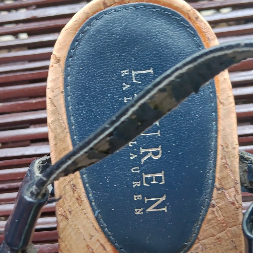 Pre Loved RL Navy Cork Sandals.5.5M - Picture 9 of 9